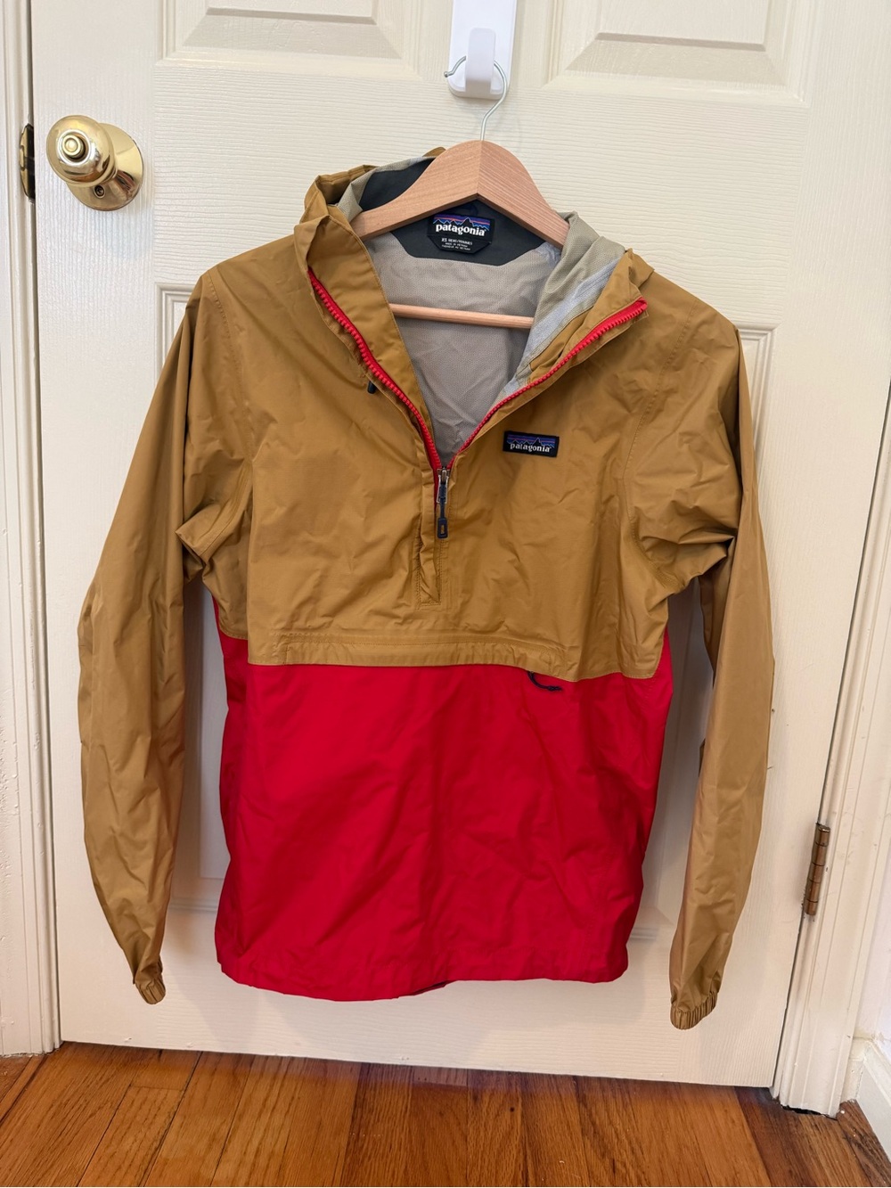 Patagonia Two-Tone Kids Rain Anorak - Tan & Red